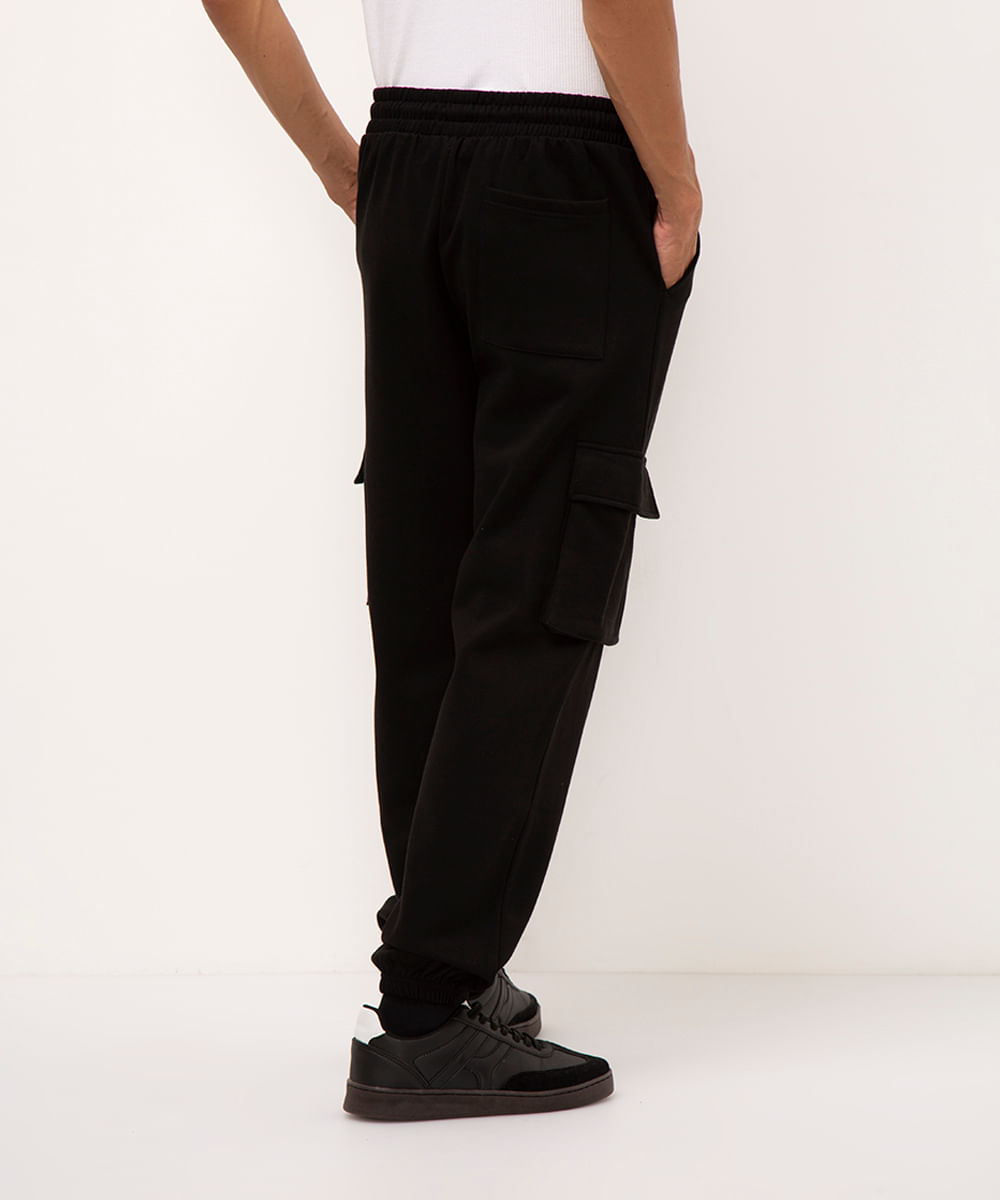 calça de moletom cargo - preto