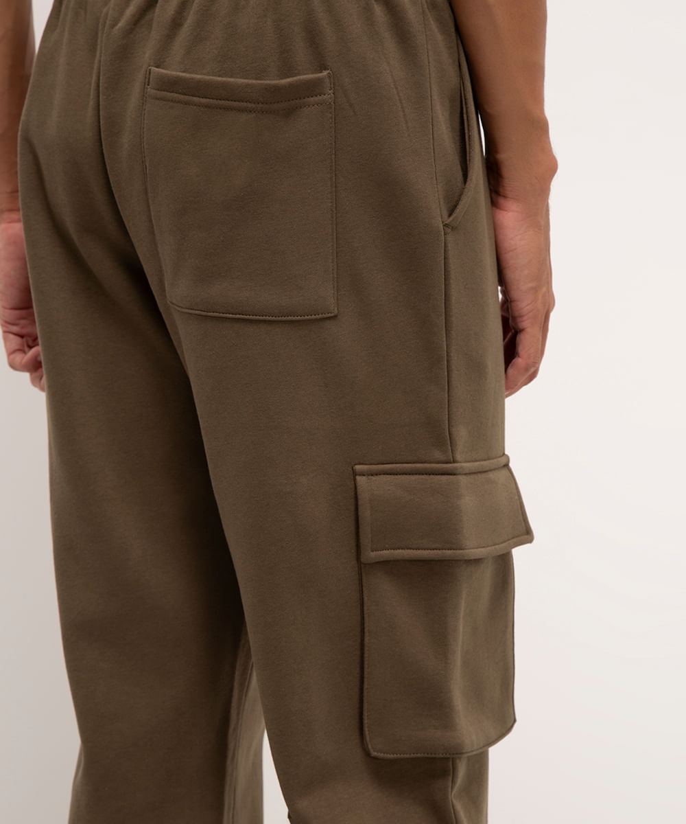 calça de moletom cargo - verde militar