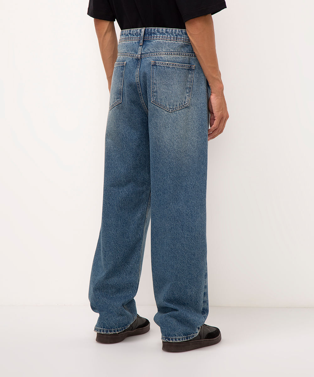 calça jeans baggy dirty azul escuro