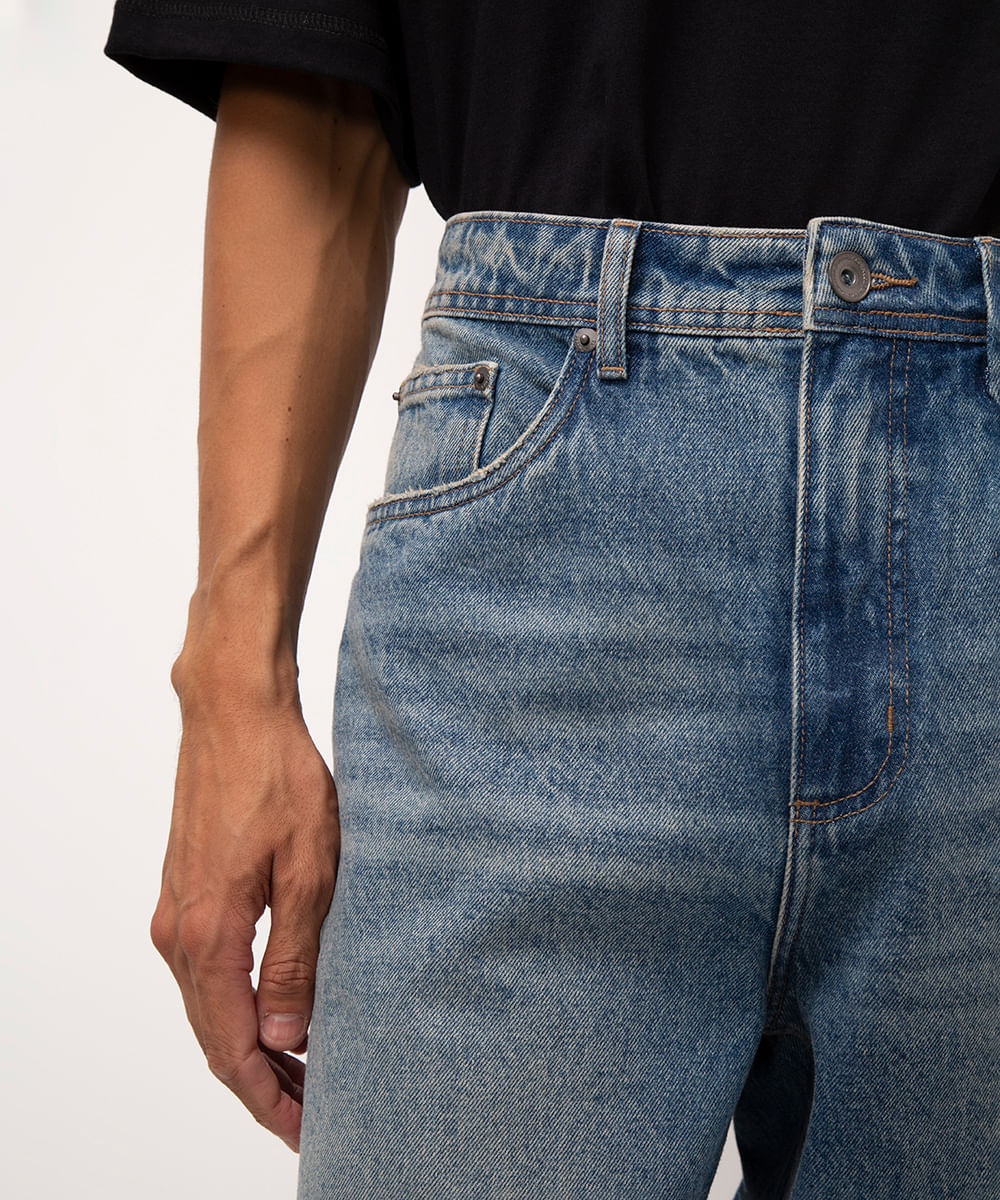 calça jeans baggy dirty azul escuro