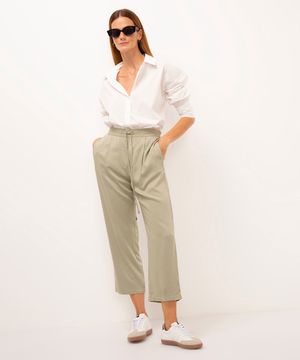 calça jogger de viscose cintura alta com bolsos verde