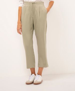 calça jogger de viscose cintura alta com bolsos verde