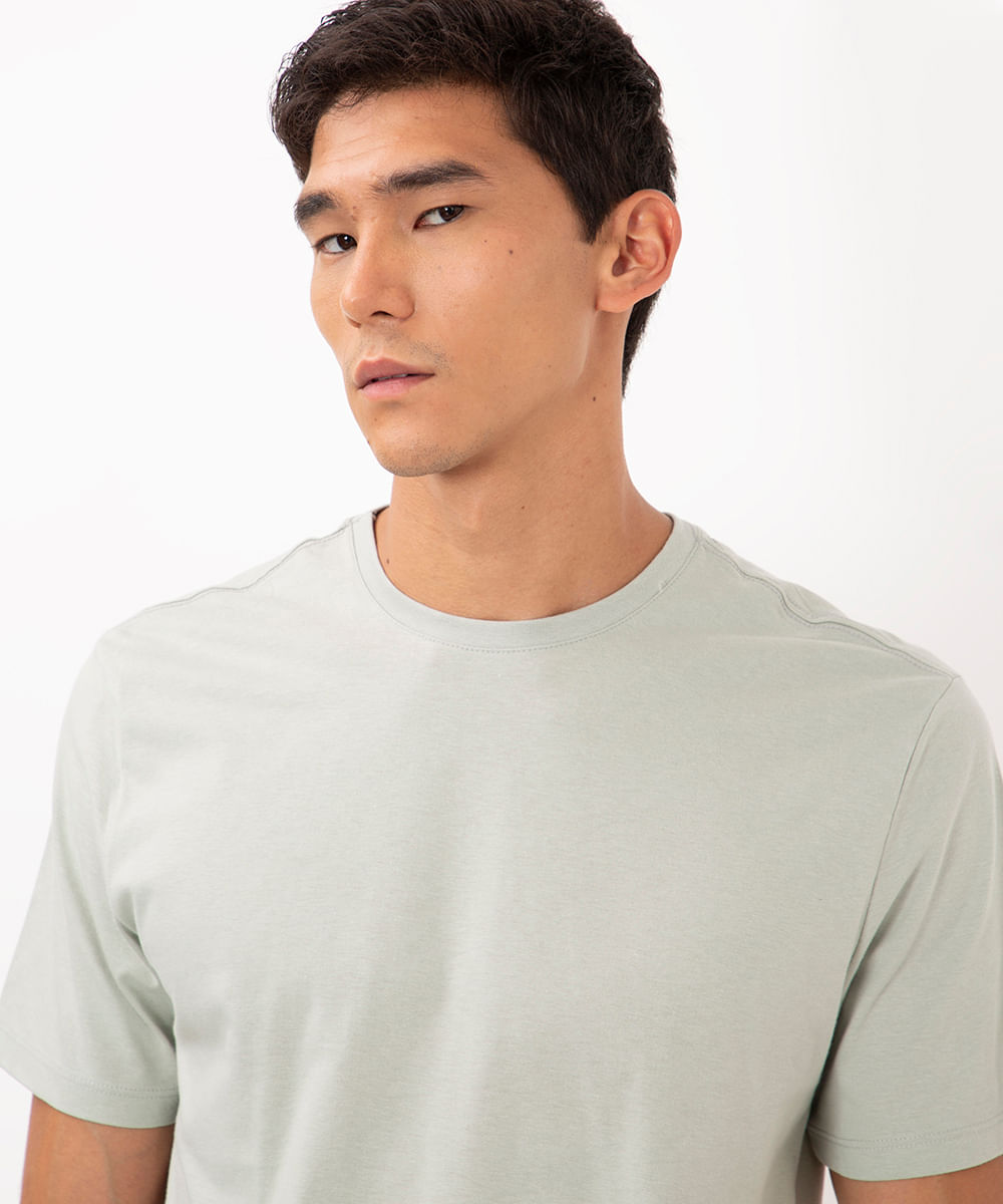 camiseta masculina de algodão básica manga curta verde