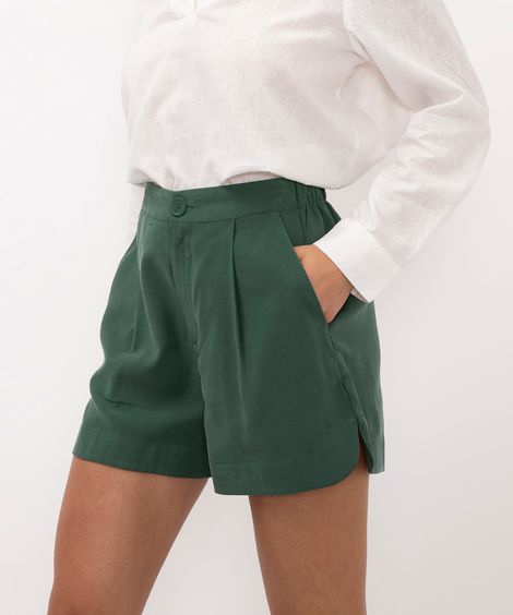 short de alfaiataria cintura alta - verde
