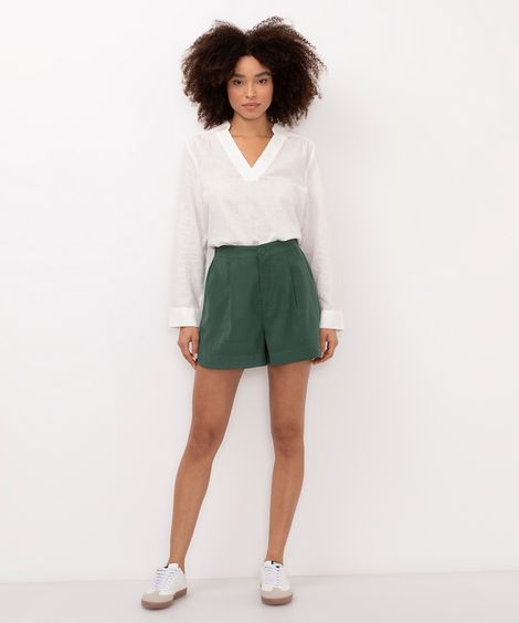 short de alfaiataria cintura alta - verde