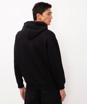blusão de moletom oversized com capuz preto