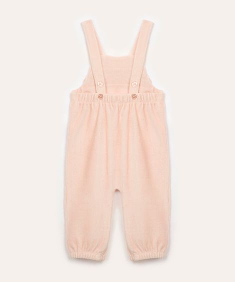 macacão de veludo infantil com babado rosa