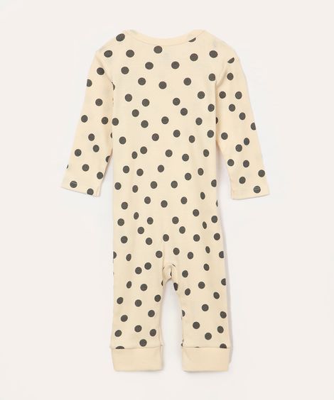 macacão de algodão infantil poá off white