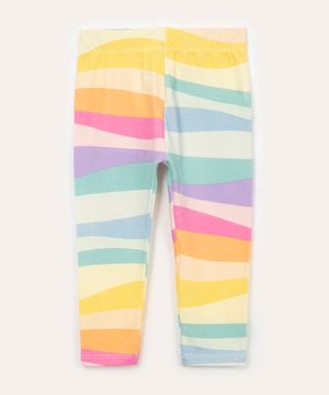 calça legging de algodão infantil listrada colorida