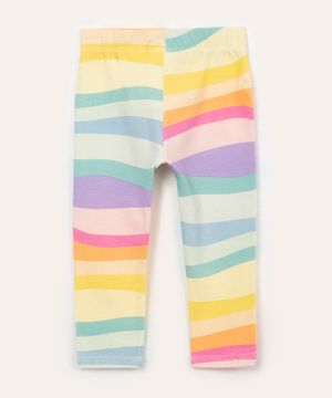calça legging de algodão infantil listrada colorida