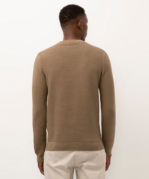 suéter de tricot canelado bege