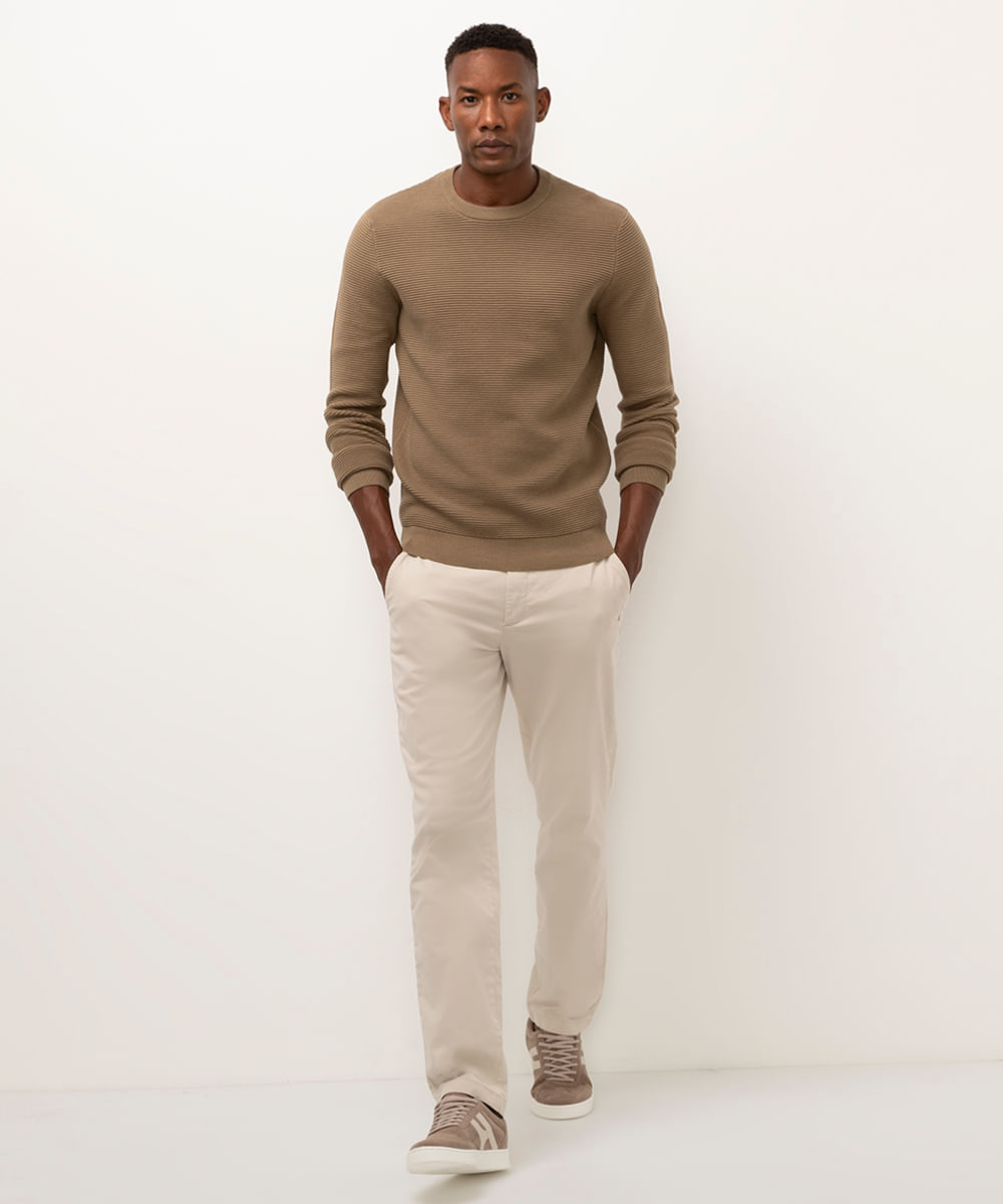 suéter de tricot canelado - kaki