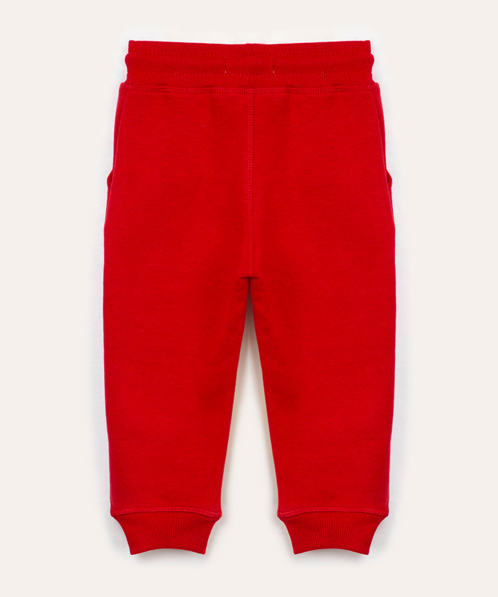 calça de moletom infantil com cordão vermelha