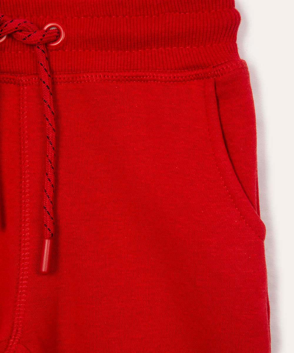 calça de moletom infantil com cordão vermelha