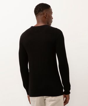 suéter de tricot texturizado - preto