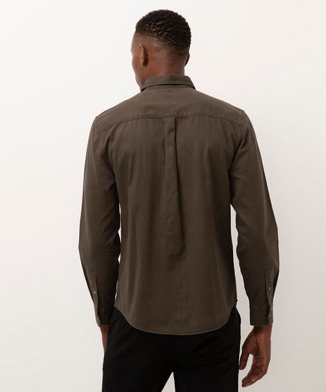 camisa comfort de sarja manga longa verde militar