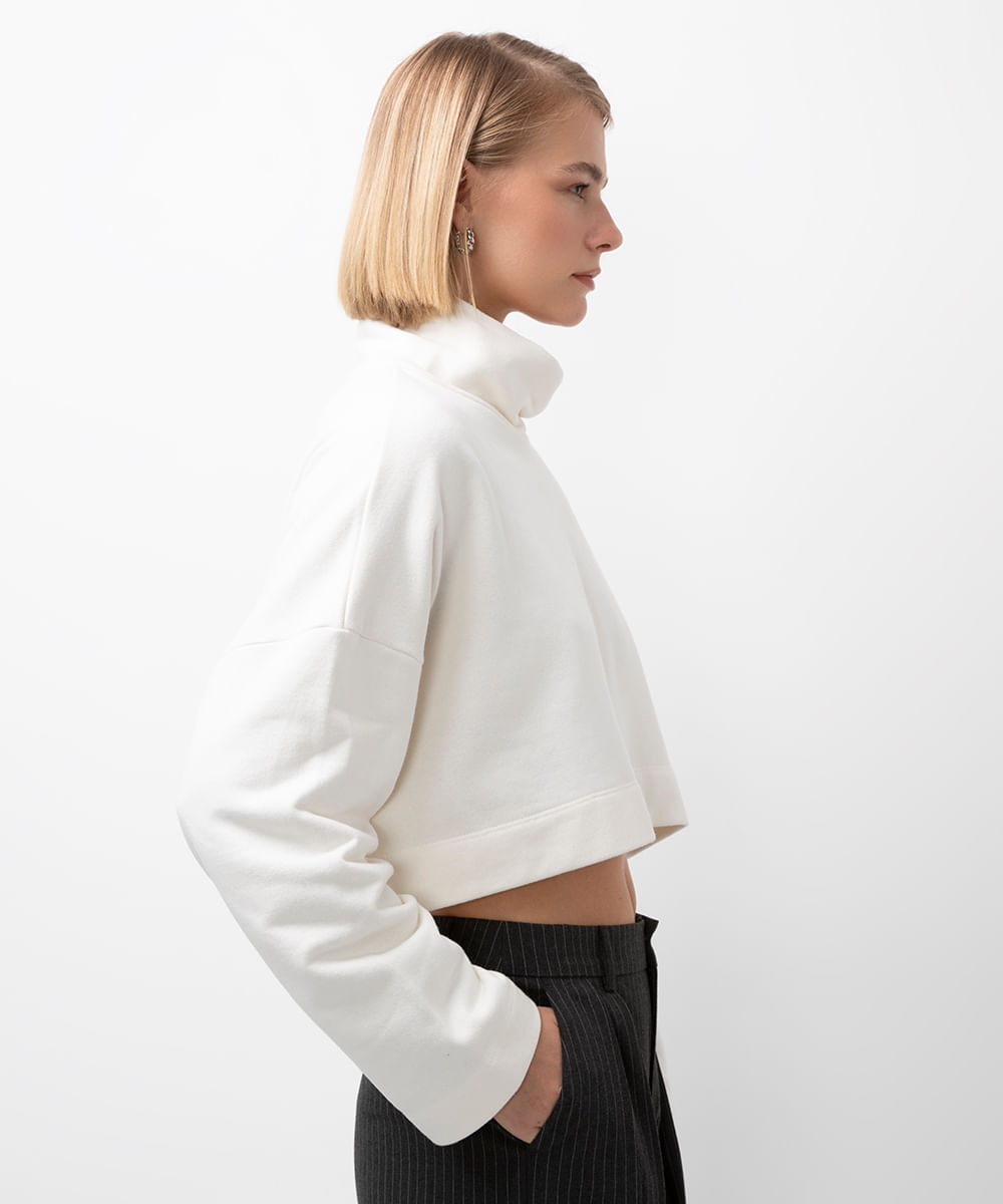 cropped de moletom bff agatha off white