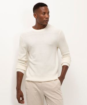 suéter de tricot texturizado - off white