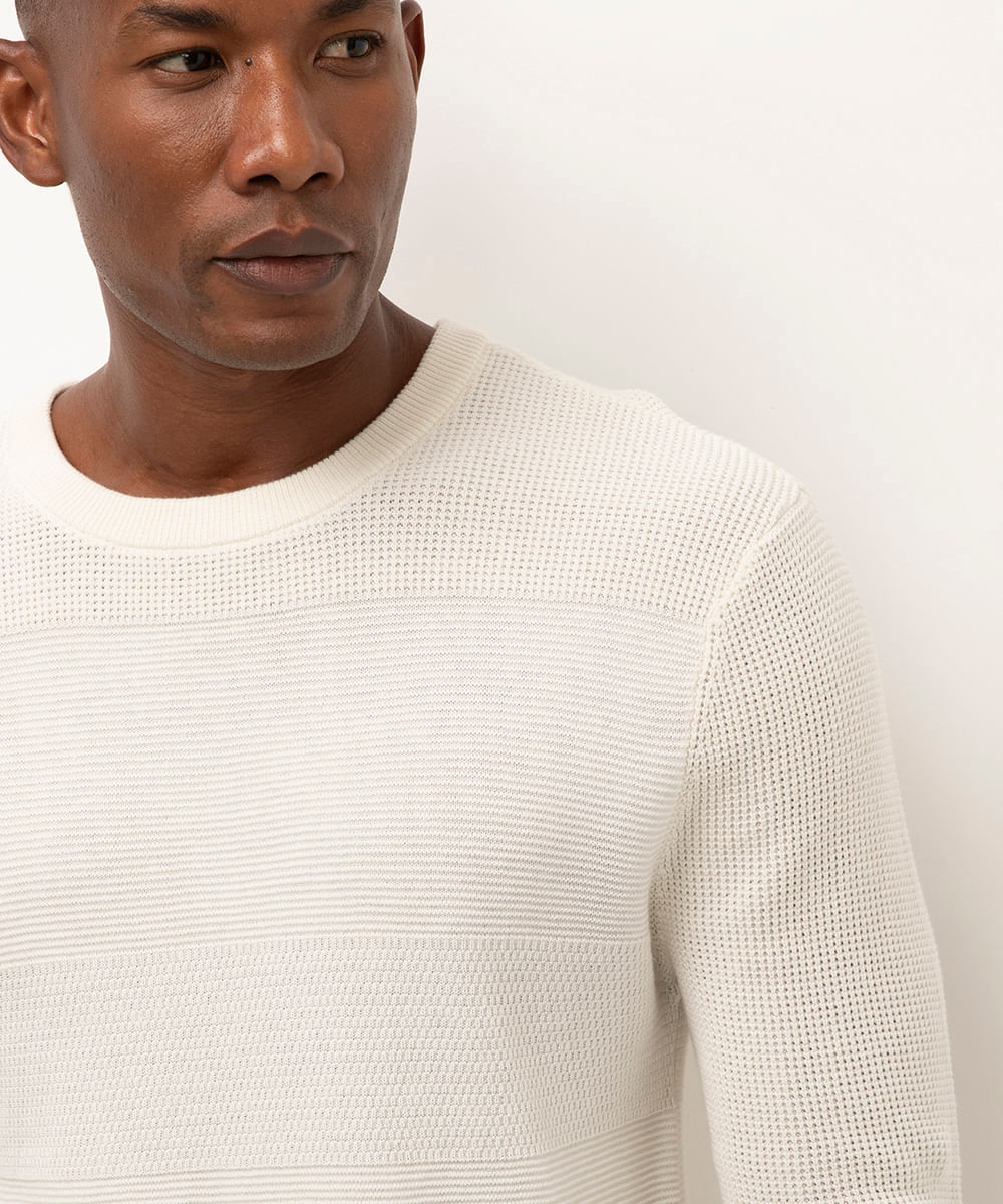 suéter de tricot texturizado - off white