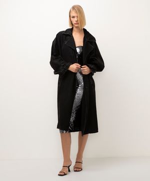 casaco jeans trench coat bff agatha black