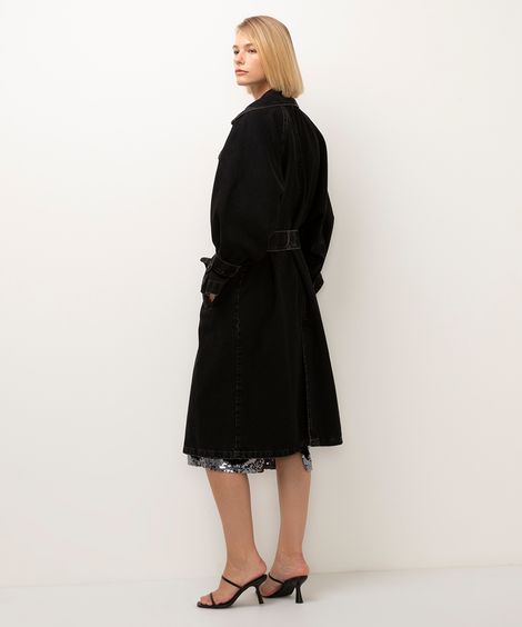 casaco jeans trench coat bff agatha black