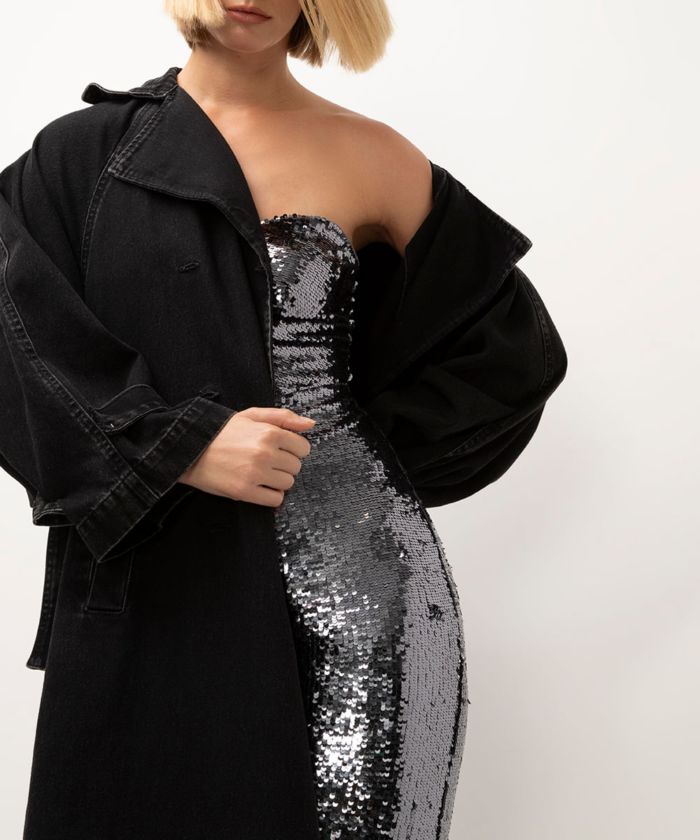 casaco jeans trench coat bff agatha black