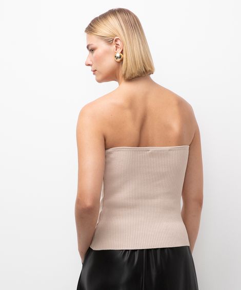 blusa de tricot sem alça bff camila bege
