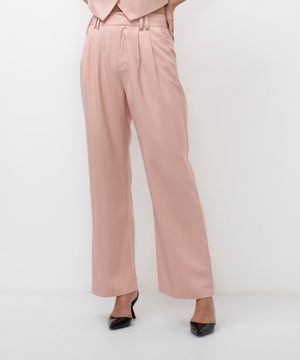 calça wide leg de viscose alfaitaria cintura alta bff camila rosa