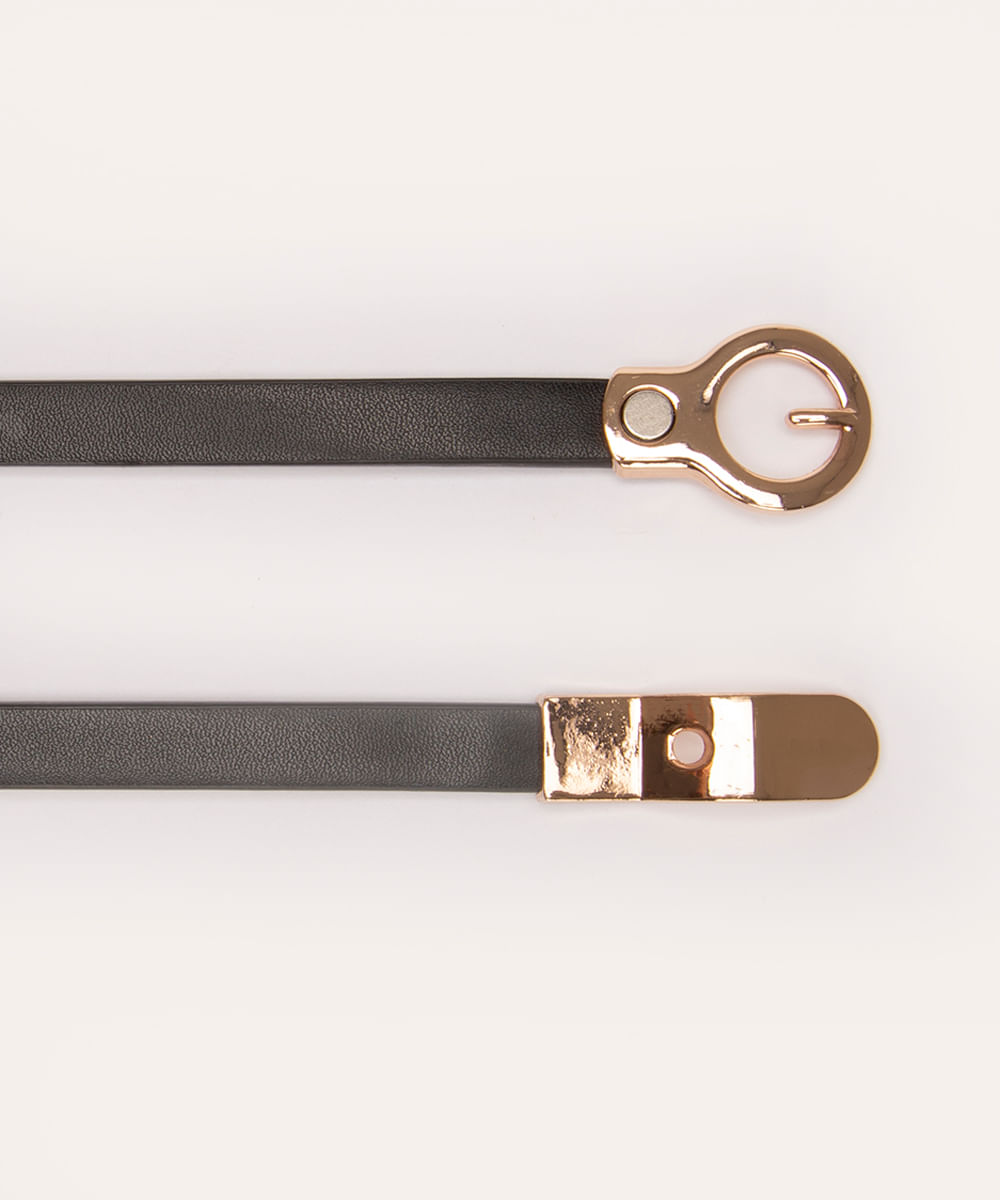 cinto skinny fivela redonda bff agatha e camila preto