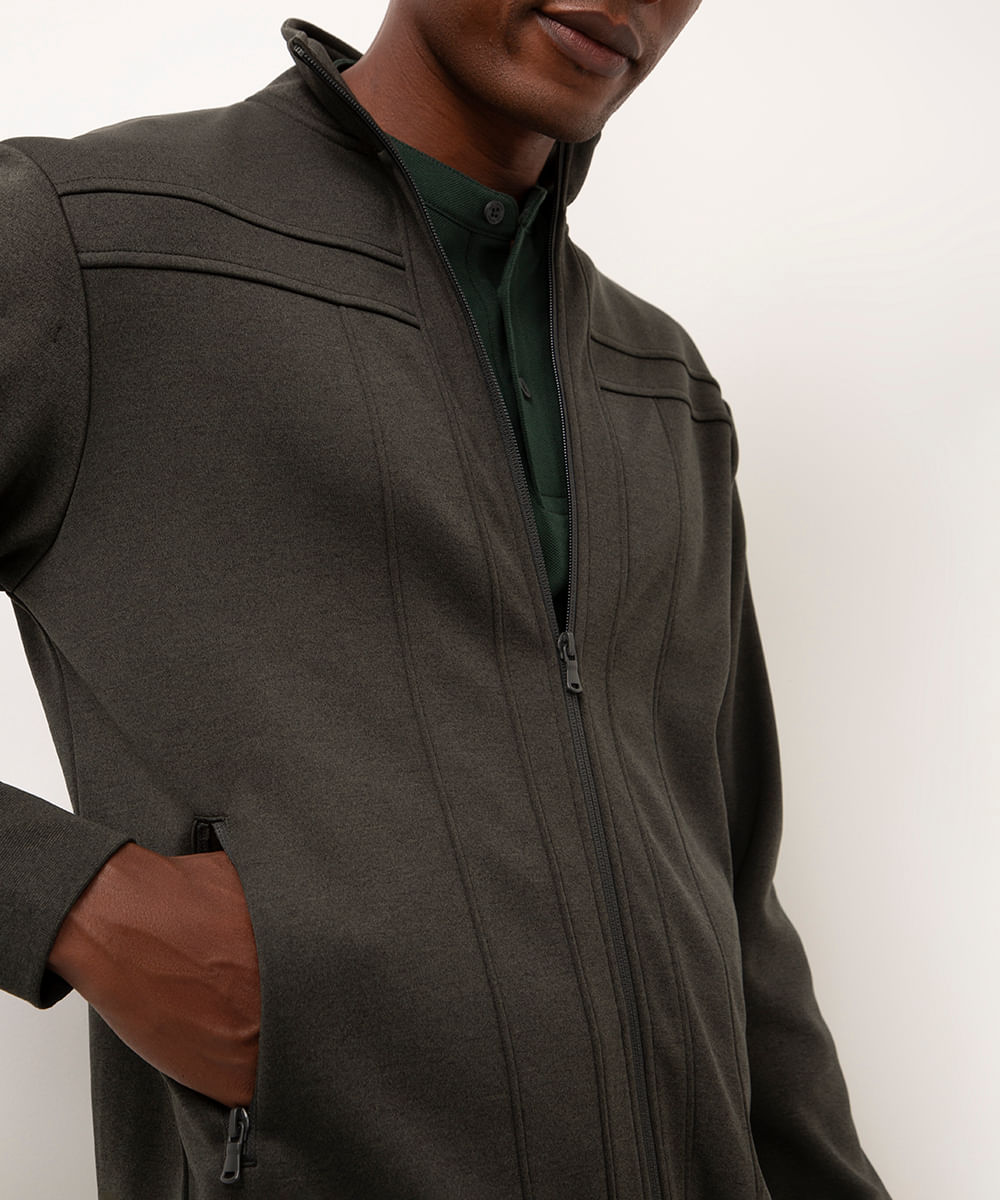 jaqueta de moletom slim comfort verde militar