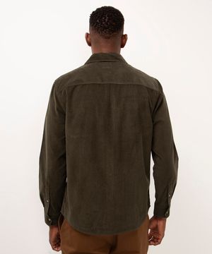 camisa de veludo cotelê verde militar