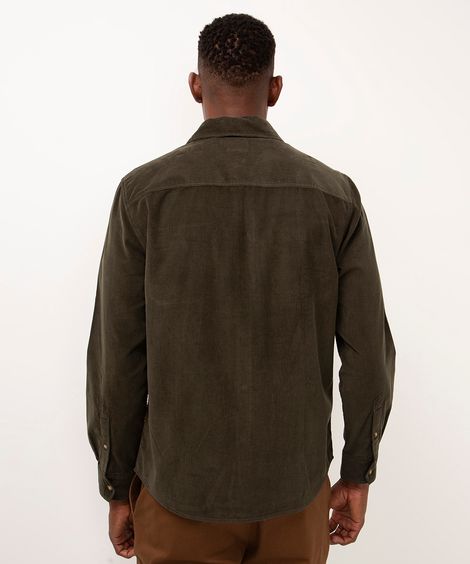 camisa de veludo cotelê verde militar