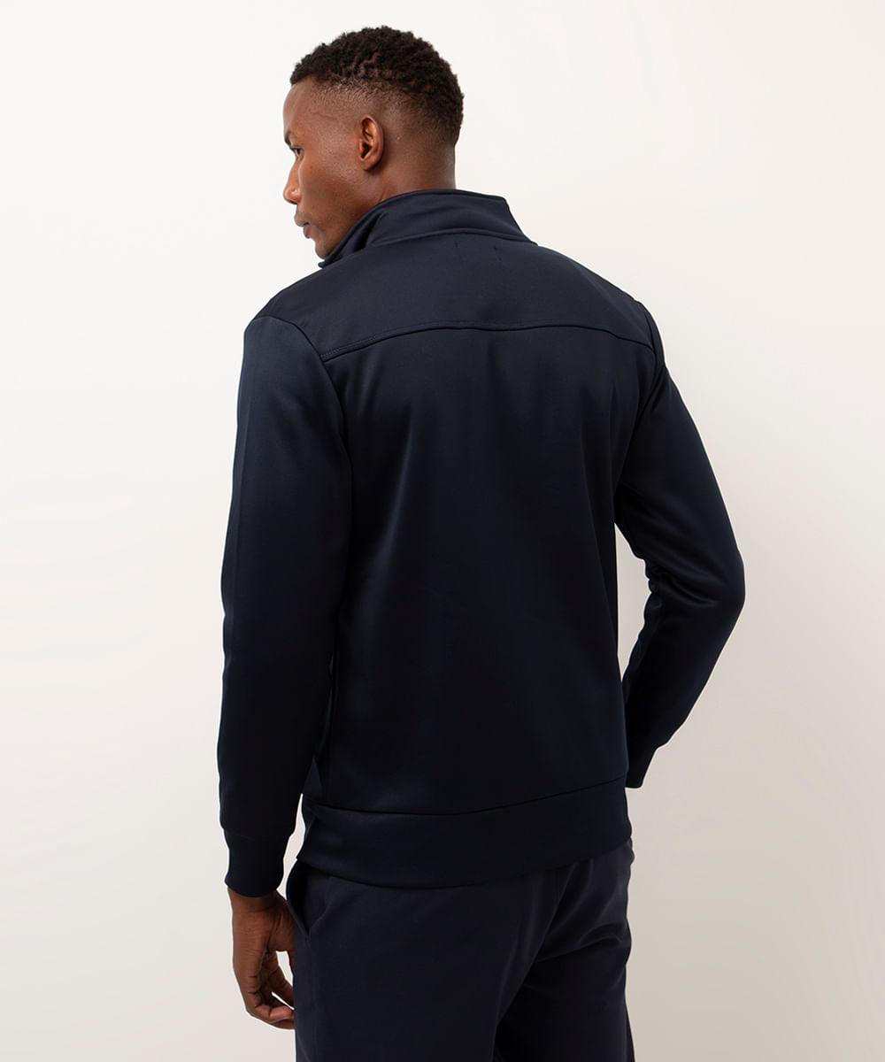 jaqueta de moletom slim comfort azul marinho
