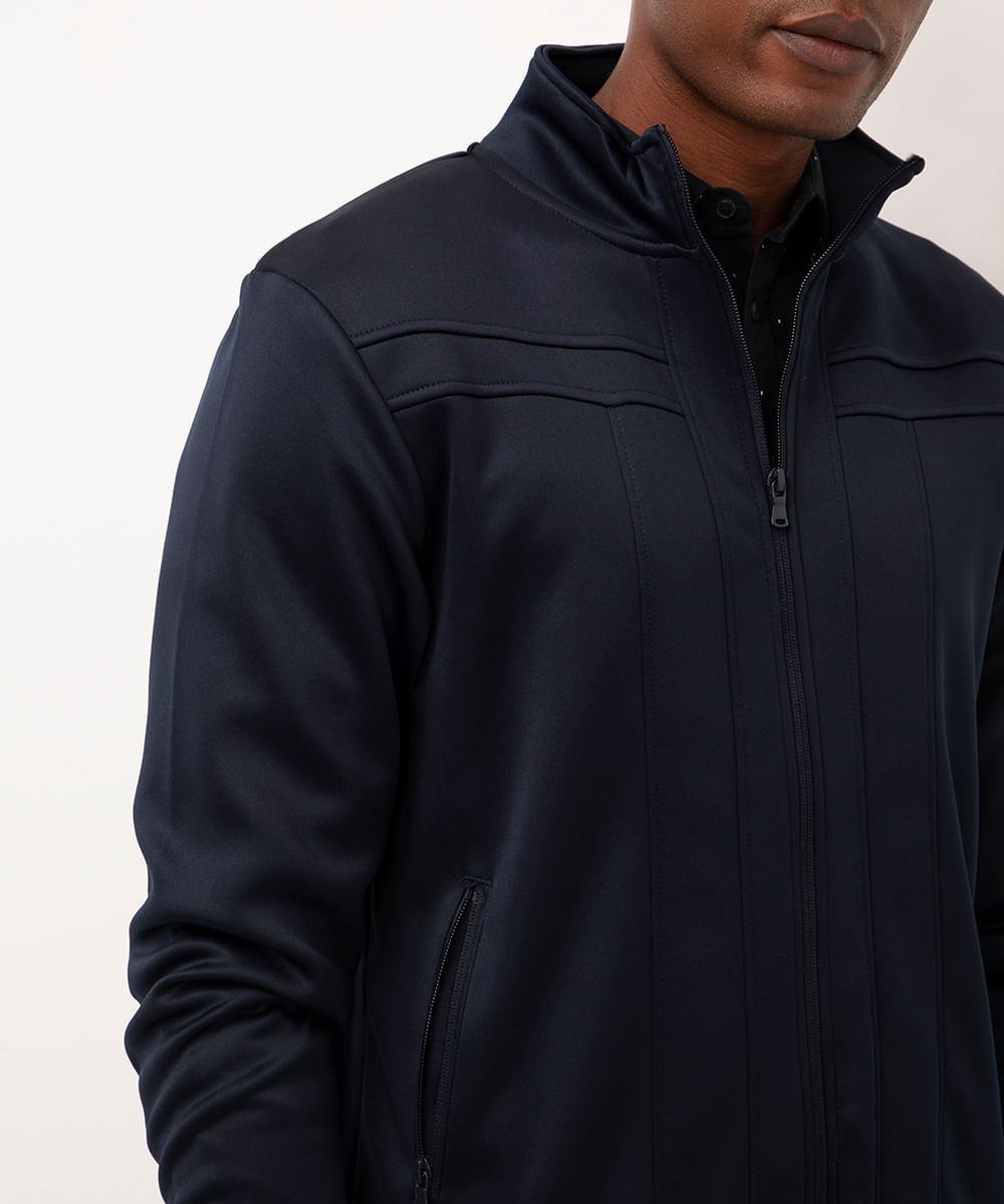 jaqueta de moletom slim comfort azul marinho