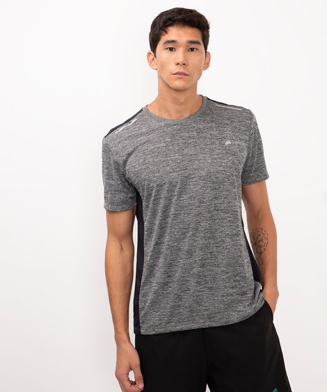 camiseta esportiva recortes manga curta cinza