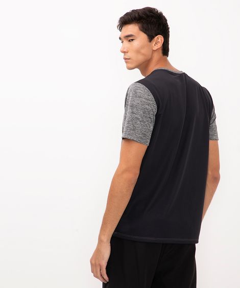 camiseta esportiva recortes manga curta cinza