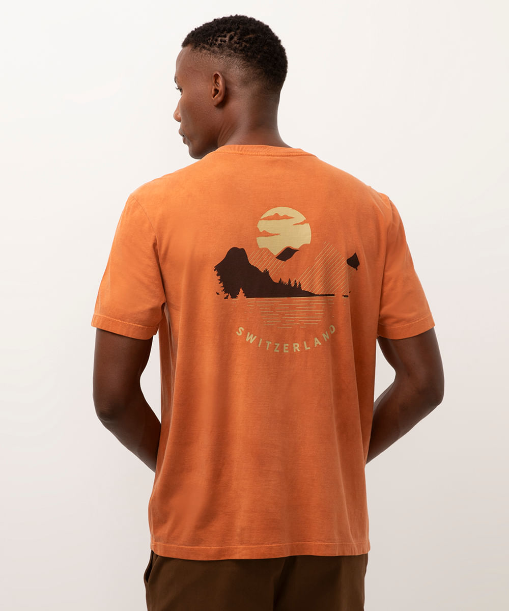 camiseta de algodão manga curta switzerland terracota