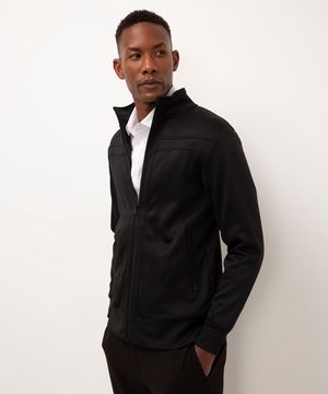 jaqueta de moletom slim comfort preto