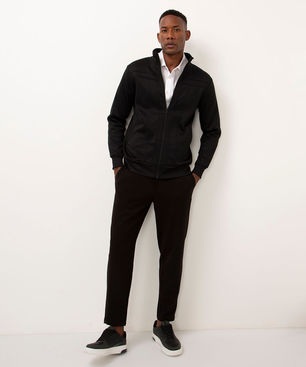 jaqueta de moletom slim comfort preto