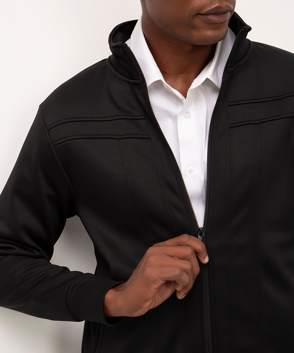 jaqueta de moletom slim comfort preto