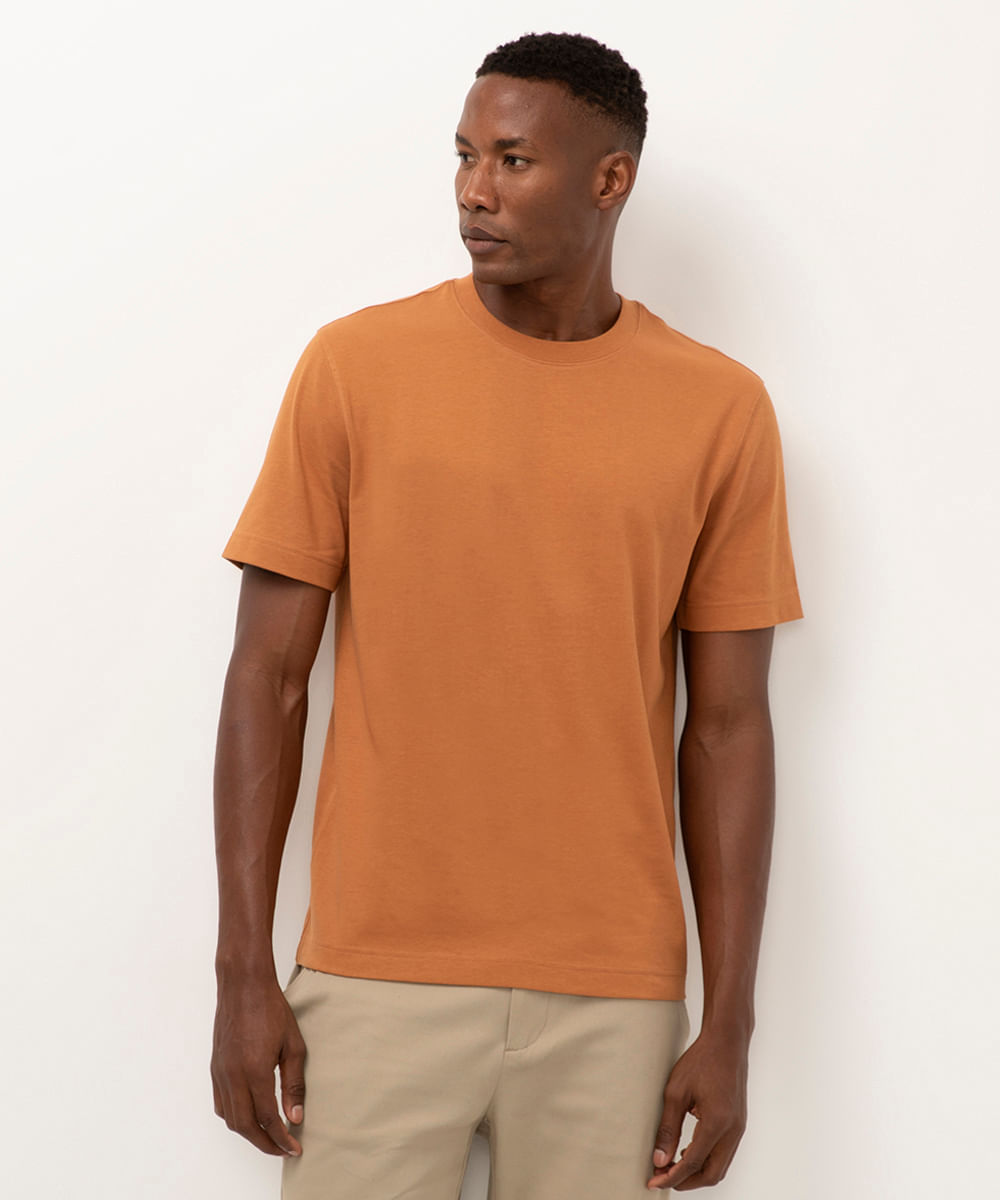 camiseta de algodão manga curta laranja