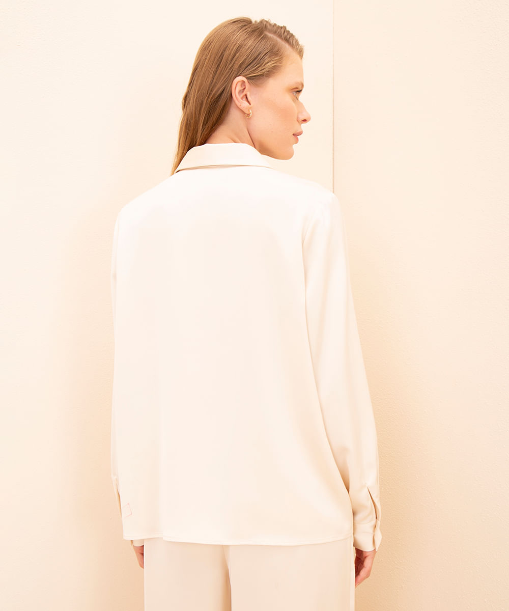 camisa acetinada mindset off white