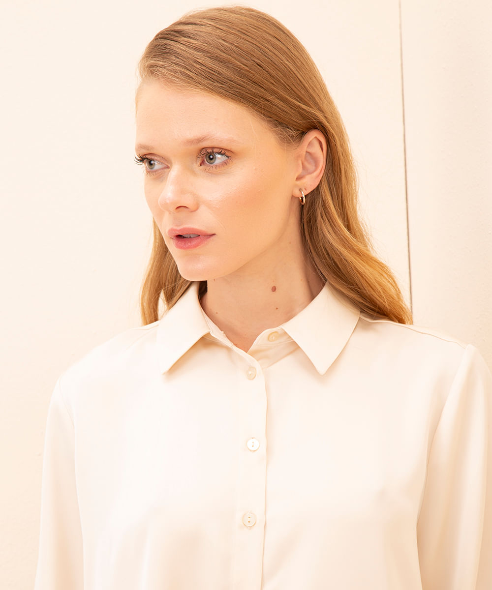 camisa acetinada mindset off white