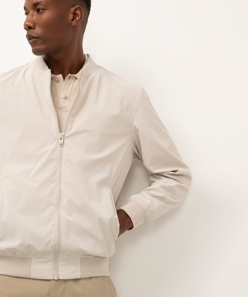 jaqueta de nylon leve off white