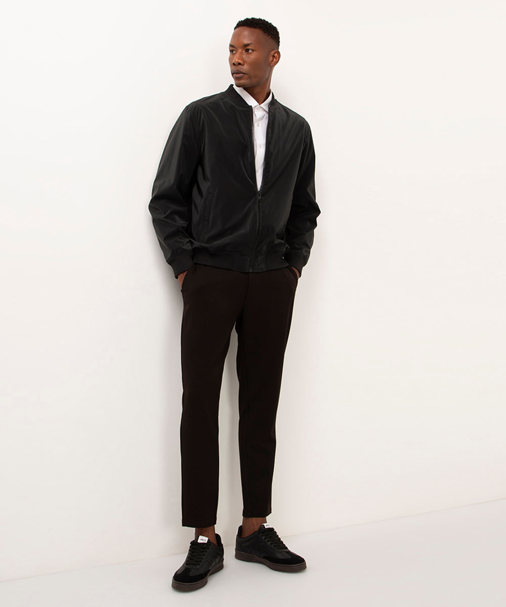 jaqueta de nylon leve preto