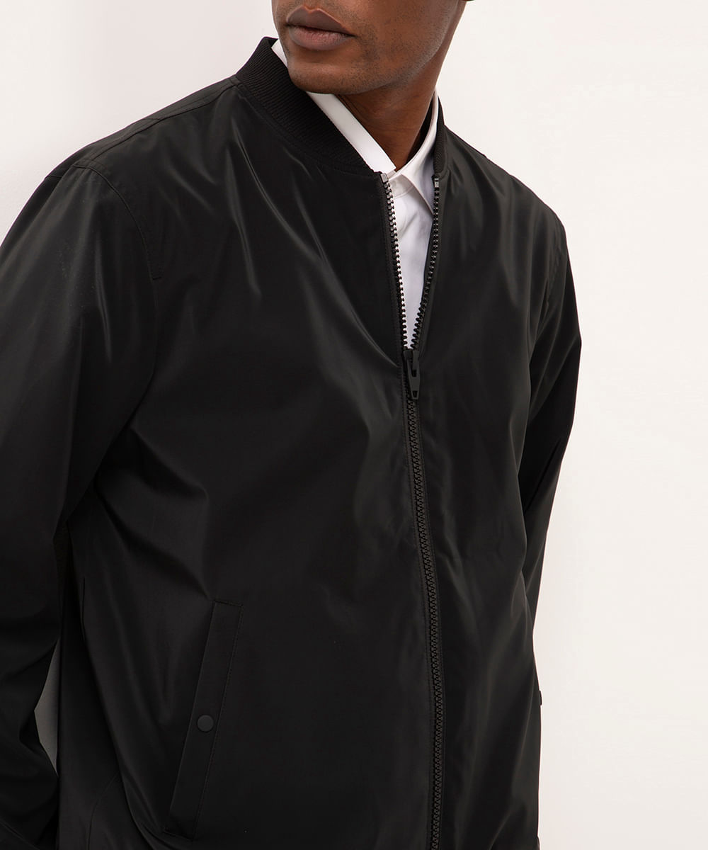 jaqueta de nylon leve preto