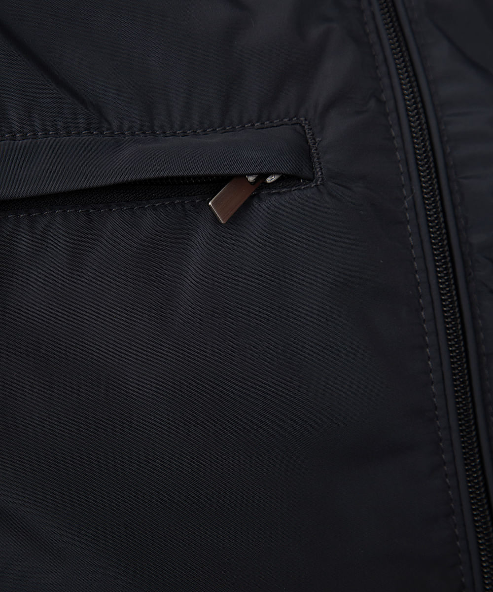 jaqueta puffer gola alta azul marinho