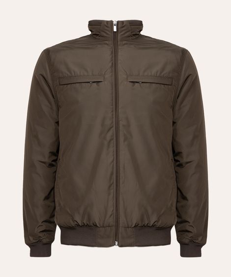jaqueta puffer gola alta verde militar