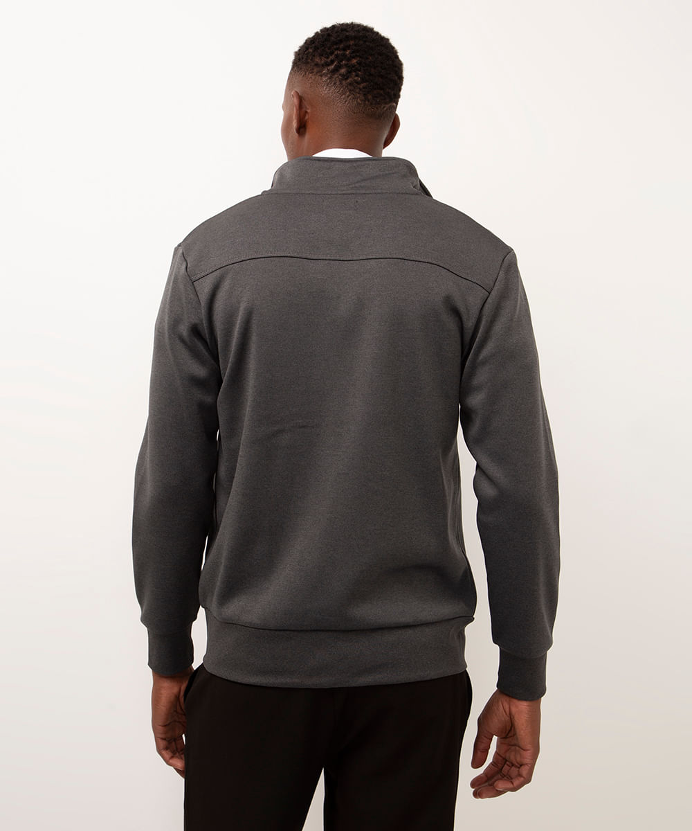 jaqueta de moletom slim comfort cinza escuro