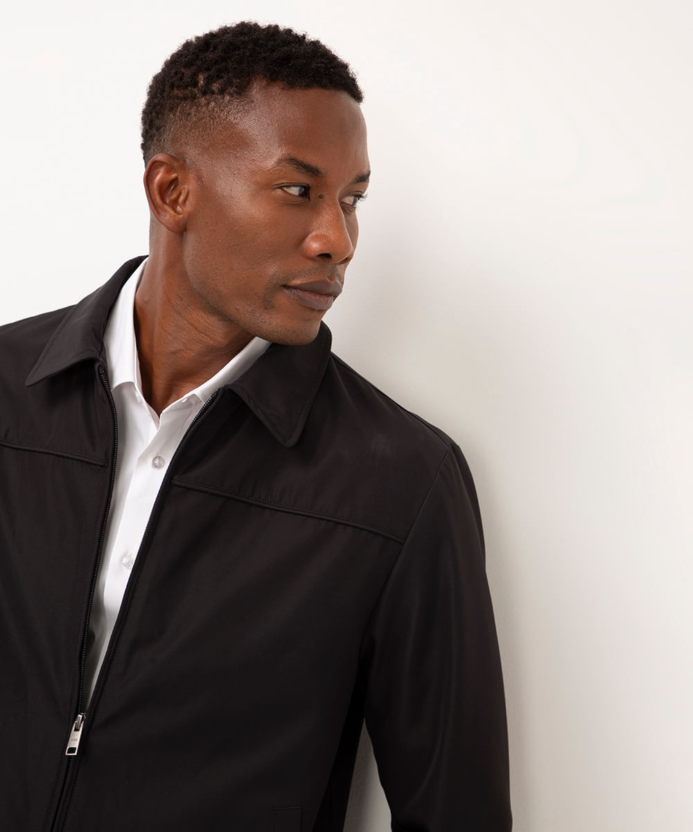jaqueta de nylon leve - preto